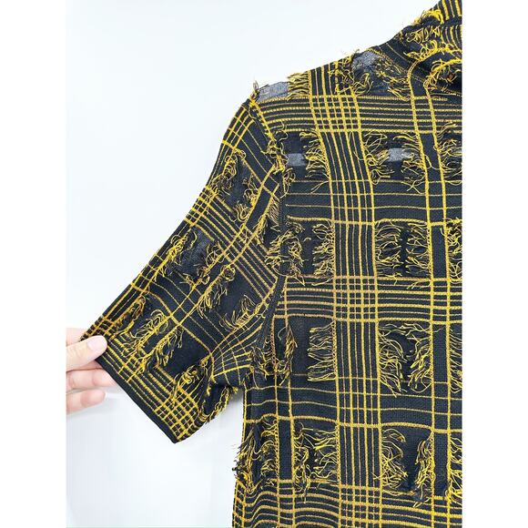 Lafayette 148 New York Fringed Plaid Mock Neck Sweater Dress Small - Picture 3 of 9